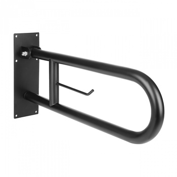 Uchylny uchwyt łazienkowy, poręcz Sanjo 32-PU60BL 600 mm z uchwytem na papier